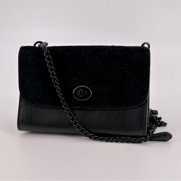 Coach Black Turnlock Wallet On A Chain Crossbody Bag - Picture 1 of 7